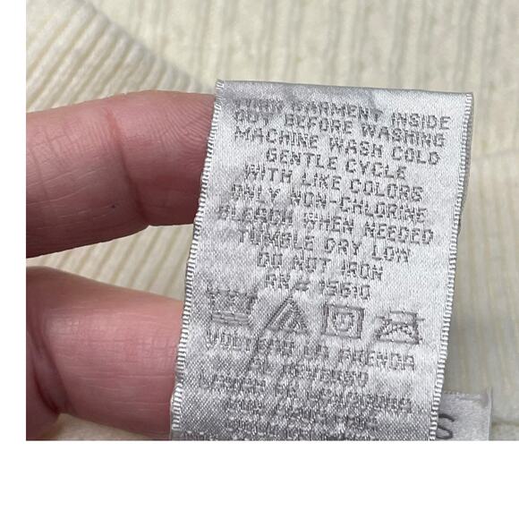 Vintage 90s Buttercream Mock Neck Cable Knit Sweater Womens Sz M LuxeLon Acrylic - Picture 4 of 7